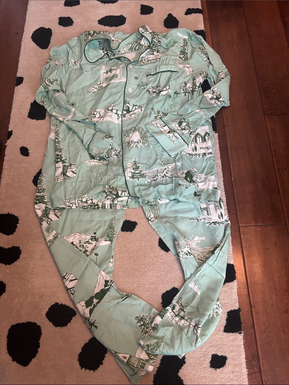 Katie Kime Mint Green Winter Holiday Pajama Set size small